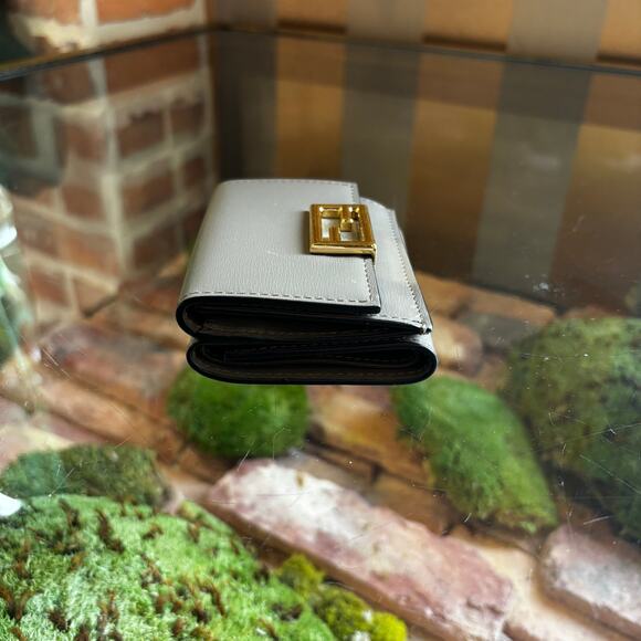 FENDI FF Micro Trifold Dove Gray Wallet - Picture 5 of 7